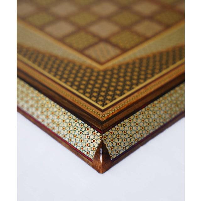 Persian Khatam Marquetry Chess & Backgammon Set, Gold Geometric Inlay, One-of-One For Sale - Image 3 of 7