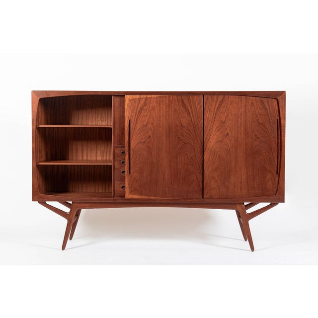 Mid-Century Modern Mid Century Danish Teak Tall Sideboard or Bar Cabinet by Harry Ostergaard For Sale - Image 3 of 17