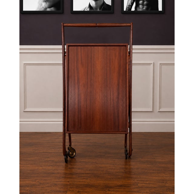 Wood Vintage Mid-Century Teak Folding Tea Bar Cart – Danish Scandinavian Modern For Sale - Image 7 of 17
