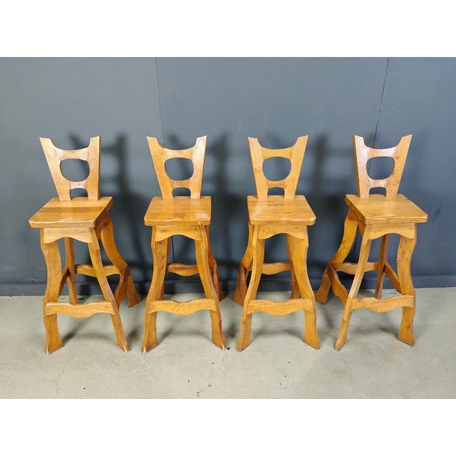 Vintage Brutalist Bar Stools, 1960s, Set of 4 For Sale - Image 10 of 11
