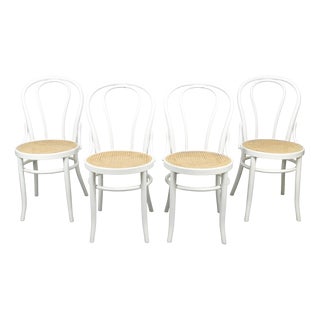 No. 18 White Chairs attributed to Michael Thonet, Set of 4 For Sale