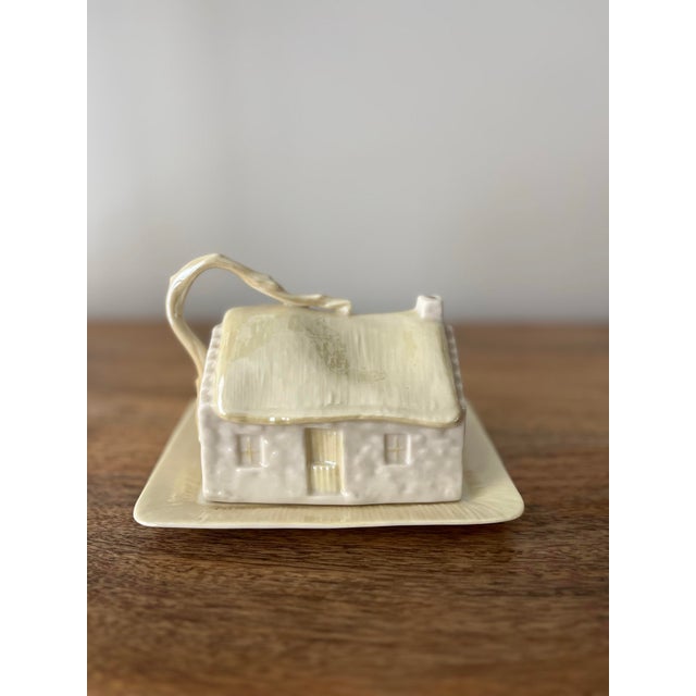 1980s 1980s Belleek Forest Cottage Covered Butter Dish 7th Gold/Brown Mark, Ireland For Sale - Image 5 of 10