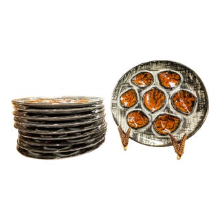 Mid 20th Century French m.b.f.a. Pornic Oyster Service - 9 Plates For Sale