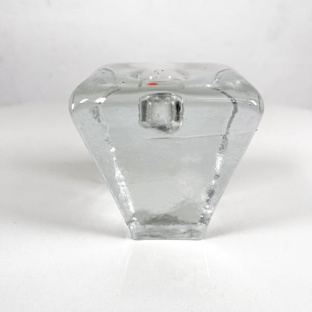 Handmade Ice Glass Candle Holder Blenko Company Wv For Sale - Image 10 of 10