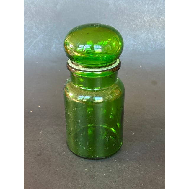 Vintage Green Glass Jar With Bubble Top For Sale - Image 4 of 12