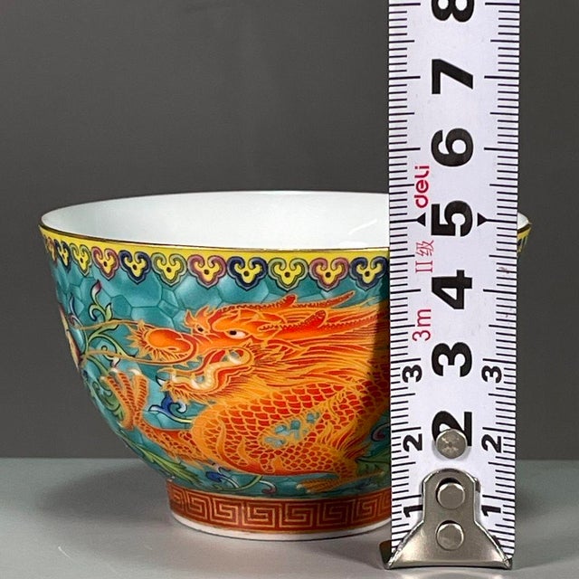 Vintage Traditional Wucai Porcelain Bowl – Iron-Red Dragon Motif, Yongzheng Mark For Sale In Los Angeles - Image 6 of 9