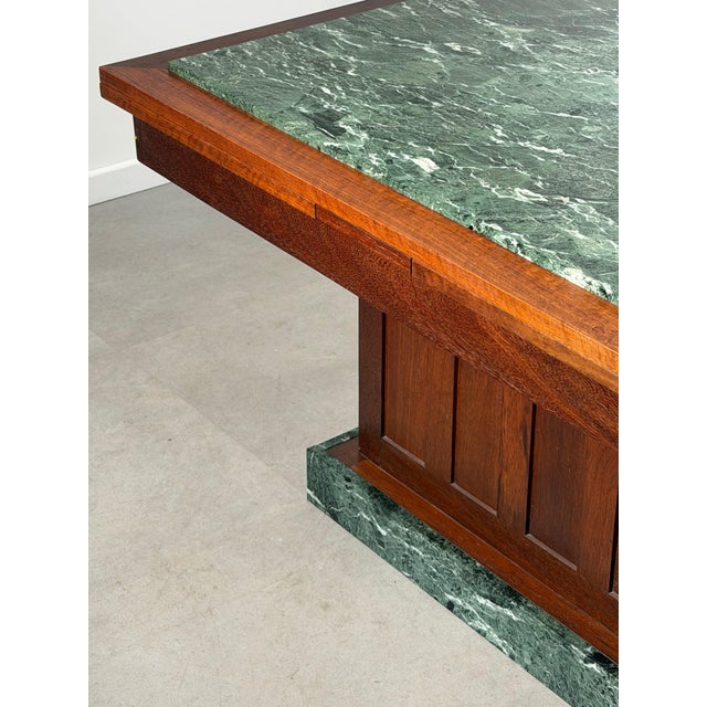 Art Deco Dining Table with Green Marble Top For Sale - Image 5 of 7