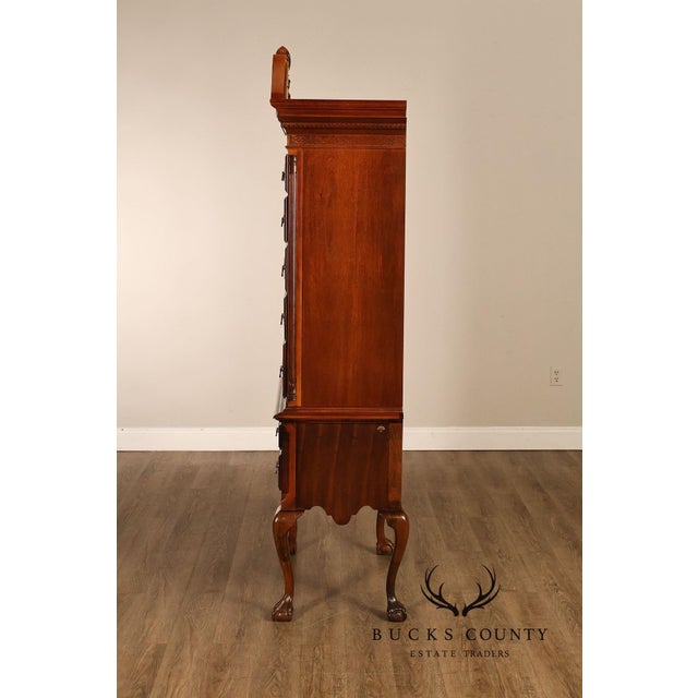 American Drew Traditional Chippendale Style Mahogany Highboy Chest on Chest Tall Dresser For Sale - Image 12 of 18
