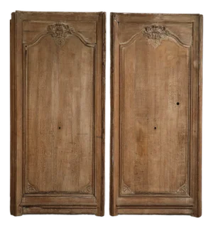 Pair of 19th Century Antique French Carved Oak Panels, C. 1880