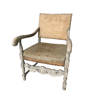 Antique Baroque Armchair in White For Sale