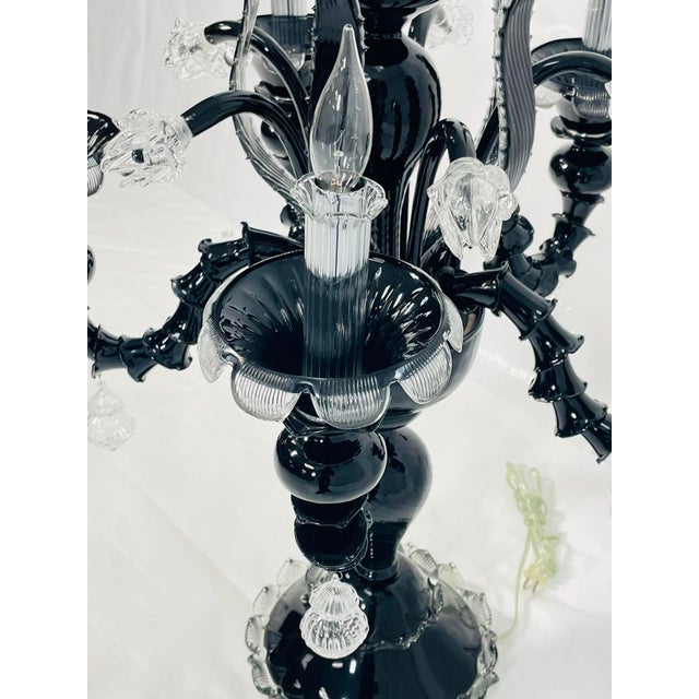1990s Monumental Black Murano Glass Five-Arm Candelabra From the Spelling Manor For Sale - Image 10 of 18