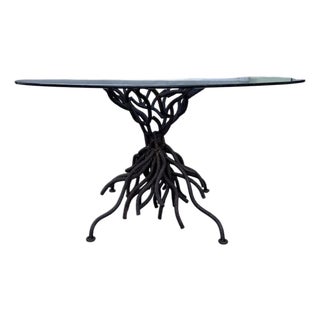 George Dell Inc Twisted Wrought Iron Tree Branch Dining Table Unsigned For Sale