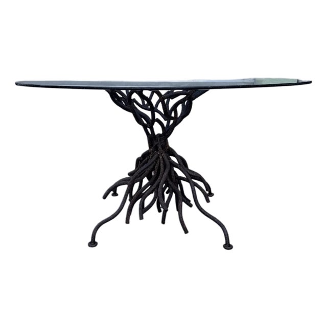 George Dell Inc Twisted Wrought Iron Tree Branch Dining Table Unsigned For Sale