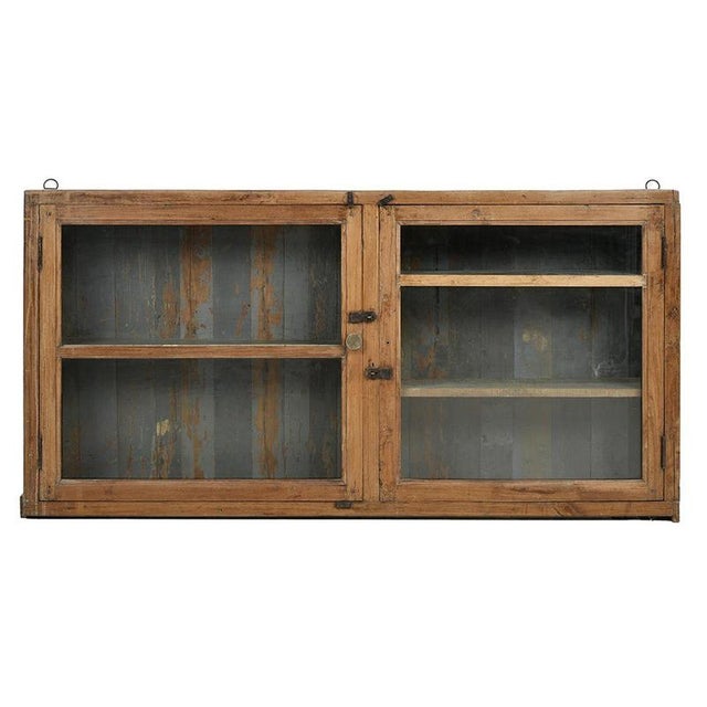 Brown Wood Wall Display Case with Patinated Bottom For Sale - Image 8 of 8