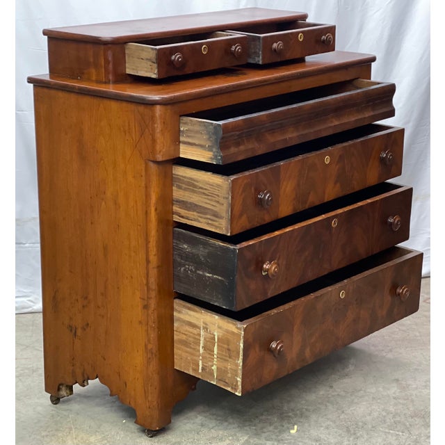 Antique Flame Mahogany Empire Step Back Chest of Drawers Chairish