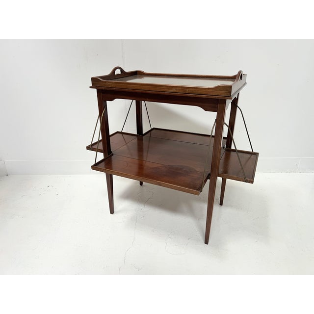 Mahogany Serving Table with Marquetry Net Decoration For Sale - Image 11 of 11