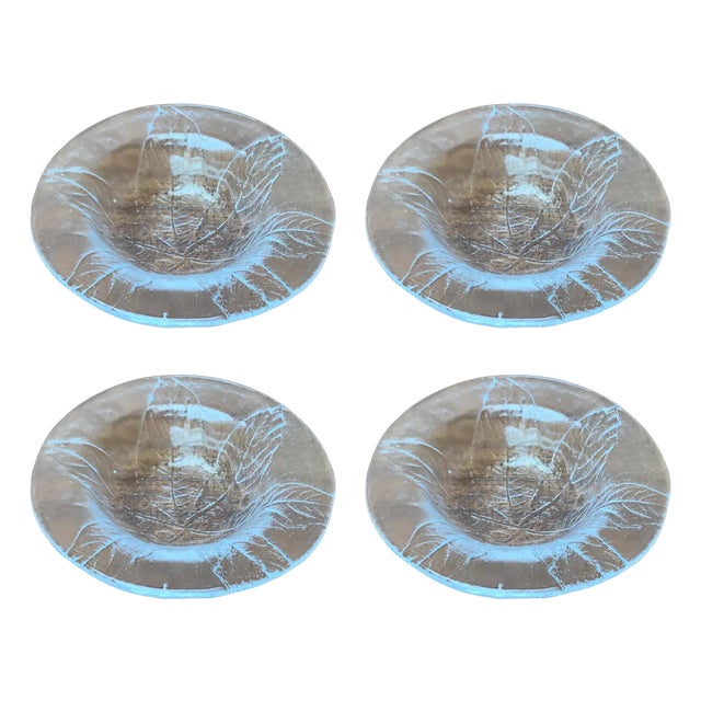 Vintage Swedish Glass Bowls with Floral Design by Ann Wärff for Kosta Boda, Set of 4 For Sale