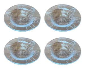 Vintage Swedish Glass Bowls with Floral Design by Ann Wärff for Kosta Boda, Set of 4