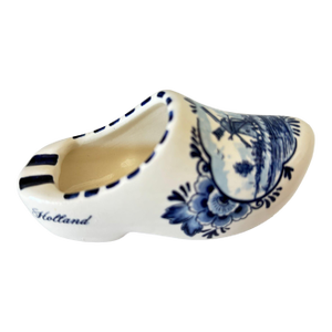 Vintage Delft Blue Ceramic Clog Ashtray, Hand-Painted Windmill Motif, Holland
