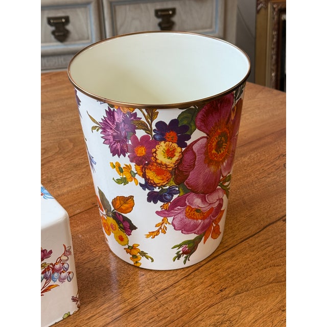Mackenzie Childs Flower Market Boutique Tissue Box + Waste Basket For Sale - Image 11 of 12