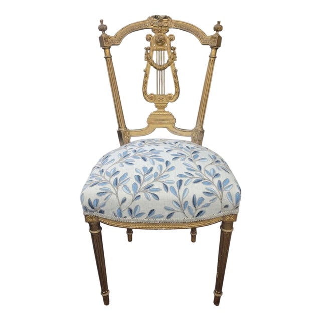 Antique Petite French Vanity Chair For Sale