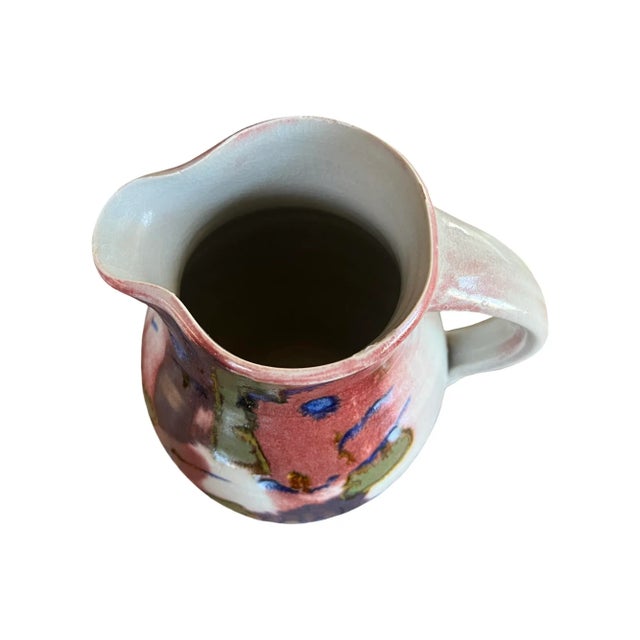 Mid-Century Modern Mid Century Modern Pitcher Carafe Vintage Ceramic Large Studio Pottery Drip Glaze Stoneware For Sale - Image 3 of 12