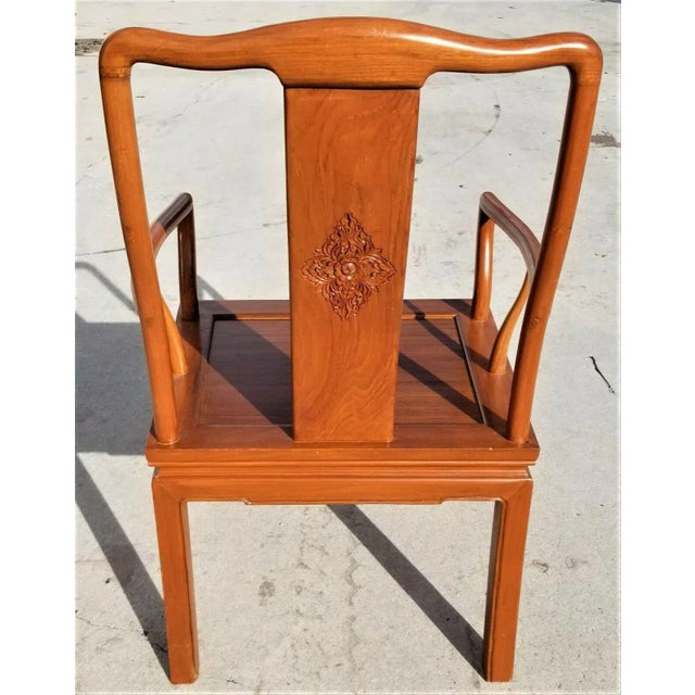 Henredon Henredon Style Asian Chinoiserie Solid Wood Dining Accent Desk Armchair For Sale - Image 4 of 12
