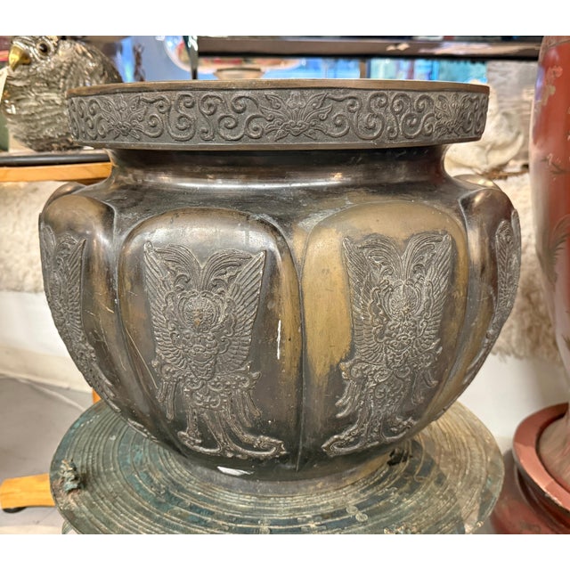 A wonderful large Southeast Asian Bronze Temple vessel. It is a heavy cast bronze ceremonial vessel of impressive scale,...