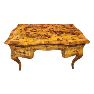 Final Clearance Thru 2025 Only Maitland-Smith Inspired Oyster Burl BurlWood Italian Desk 20th Century For Sale