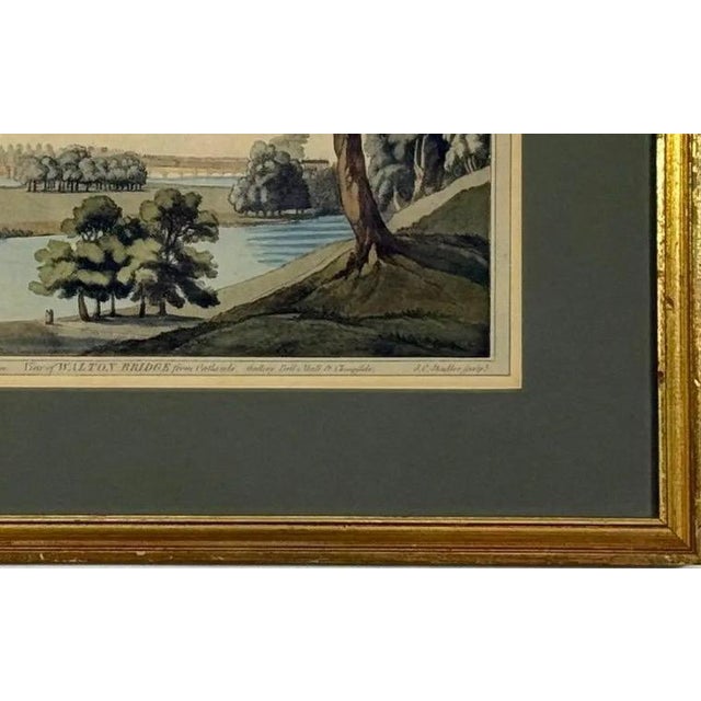 Antique 1793 Joseph Farington River Thames Hand-Colored Aquatint Walton Bridge Boydell For Sale - Image 10 of 13