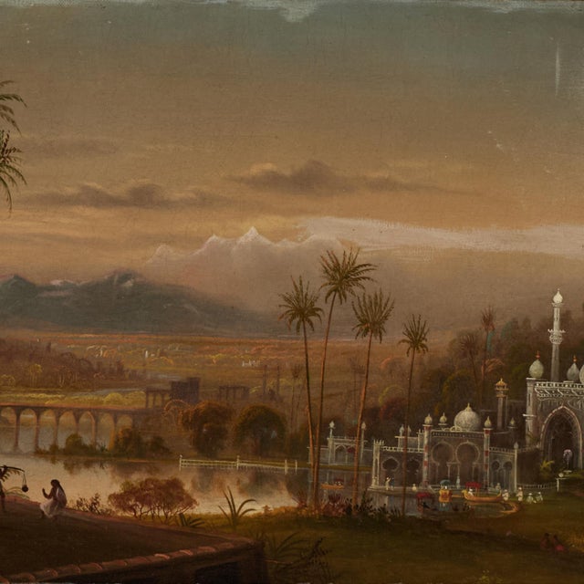 Antique Painting of an India Landscape With a Temple by Daniel C. Grose For Sale In West Palm - Image 6 of 13