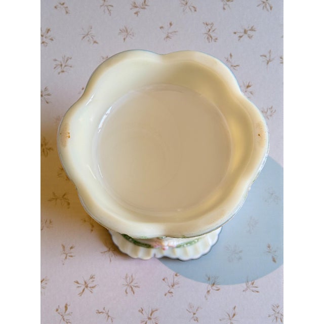 Cream Antique Northwood Chrysanthemum Sprig Custard Glass Spooner-Uranium Art Glass For Sale - Image 8 of 9