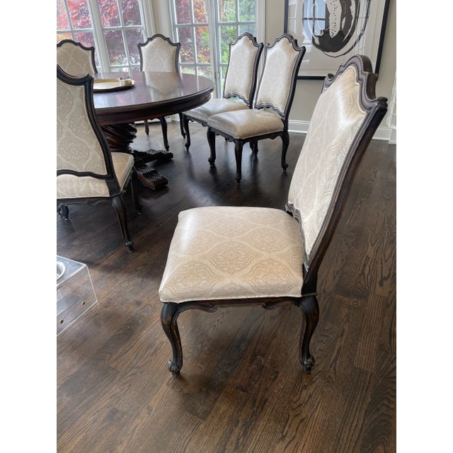 Fairfield Carved Wood & Taupe Velvet Dining Chairs - Set of 8 For Sale In New York - Image 6 of 9