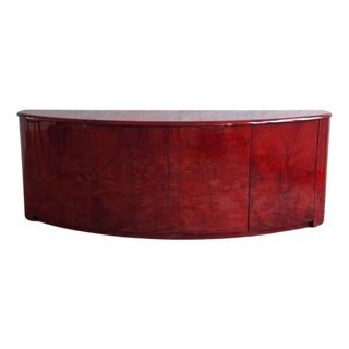 Italian Convex Sideboard in Lacquered Goatskin by Aldo Tura For Sale