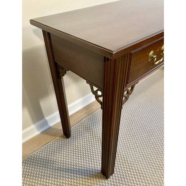 Chippendale Late 20th Century Traditional Georgian Chippendale Style Ethan Allen Console Table For Sale - Image 3 of 11