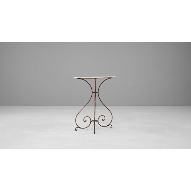 Off-white 1900s French Metal Table With Marble Top For Sale - Image 8 of 10