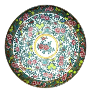 Chinese Qing Famille Verte Charger Platter with Lotus Butterflies Imperial Mark