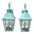Pair of Verdigris Finish Steel Outdoor Wall Sconces - Seeded Glass 18”x 8”x 9” For Sale
