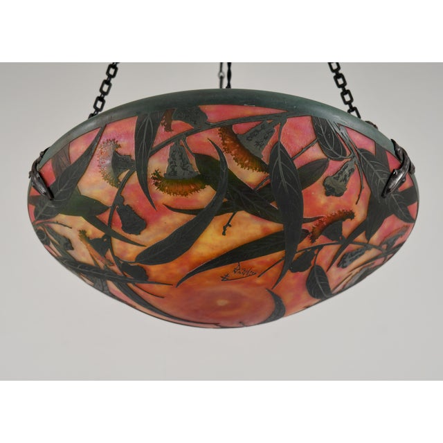 French Art Deco Pendant Light by Daum & Majorelle - 1925 Cameo Chandelier France For Sale - Image 6 of 15
