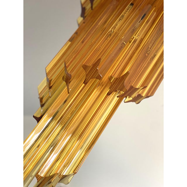 Mid-Century Modern Contemporary Amber “Quadriedro” Murano Glass Twister Chandelier in Venini Style For Sale - Image 3 of 8