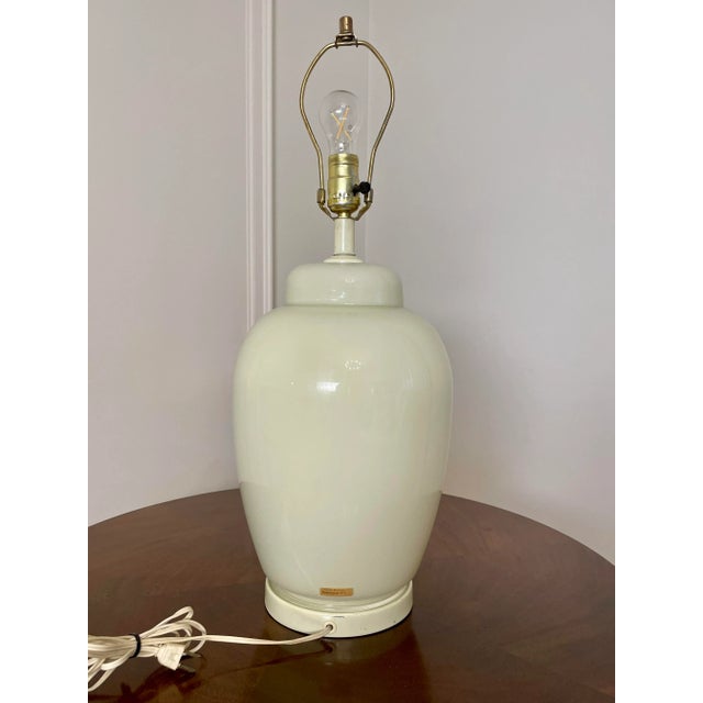 Chinoiserie Style Floral Antique White Ceramic Table Lamp For Sale - Image 4 of 10