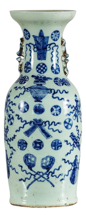 Large Chinese Blue and White Porcelain Vase with Hand-Painted Motifs