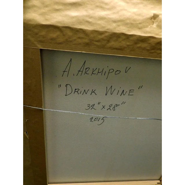Anton Arkhipov "Drink Wine" Original Oil Painting on Canvas For Sale - Image 4 of 7