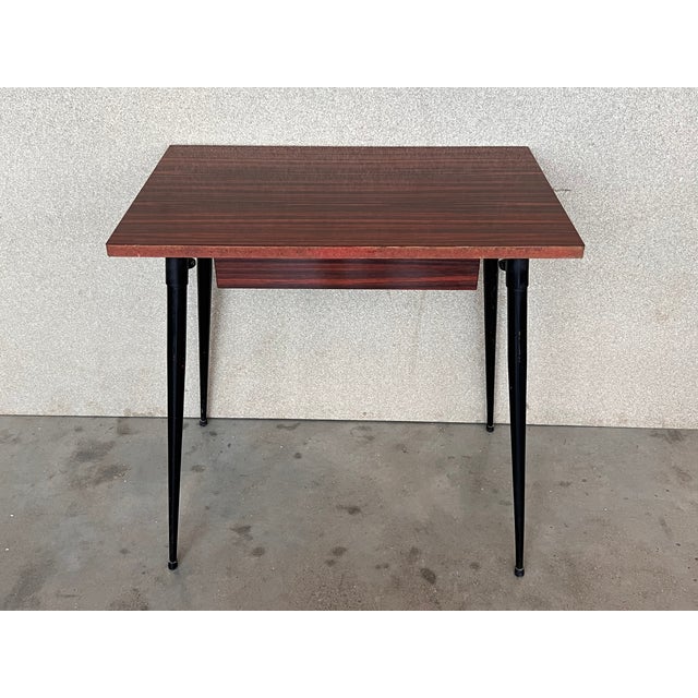 Mid Century Modern School Desk With Drawer and Iron Legs, 8 Pieces Available For Sale - Image 4 of 12