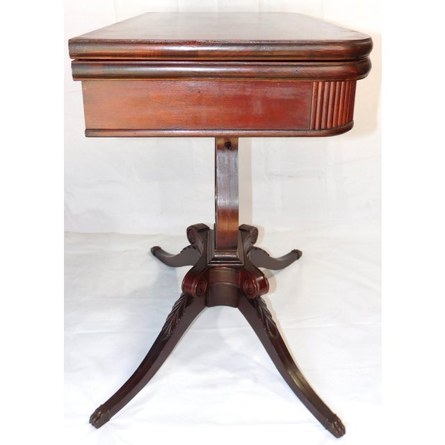 Late 1930s Vintage Lexington Chair Company Mahogany Veneer Lyre Flip-Top Game Table For Sale In Portland, ME - Image 6 of 18