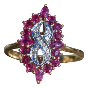 The Luttrell: Ladies Yellow Gold Diamond and Ruby Ring