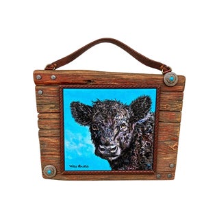 Curley Boy~ Willie Britt, Original Acrylic Painting, "Curly Boy" Scrappy Young Bull Is Always Looking for Someone to Spar With. For Sale