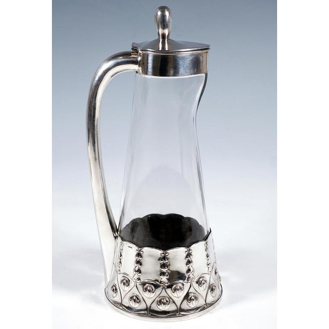 Art Nouveau Carafe Decanter with Silver Mount from VSF Duesseldorf, Germany, 1900s For Sale - Image 3 of 9