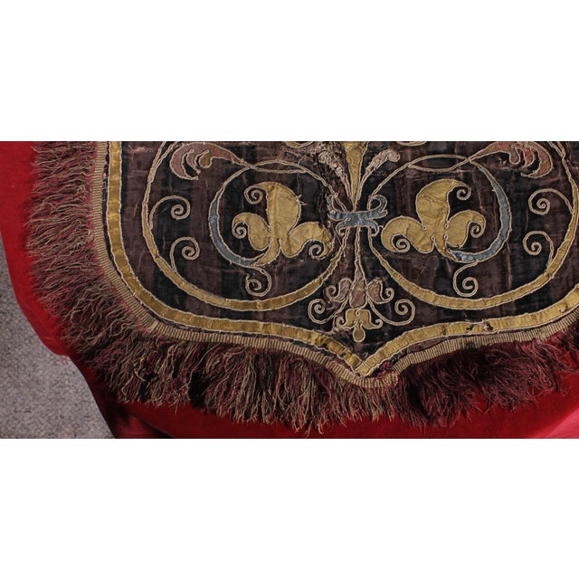 Textile Embroidered Velvet and Silk Fabric, 1500s For Sale - Image 7 of 9