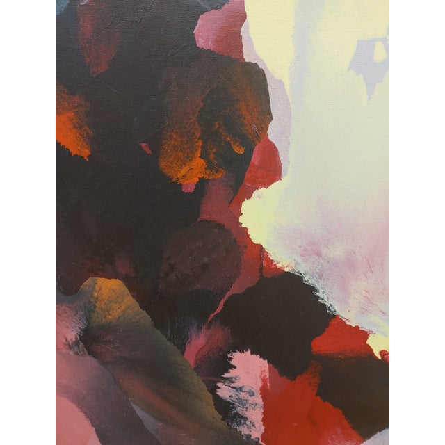 Abstract Signed 1988 Acrylic on Canvas "Kabuki" Abstract Painting, Framed For Sale - Image 3 of 6